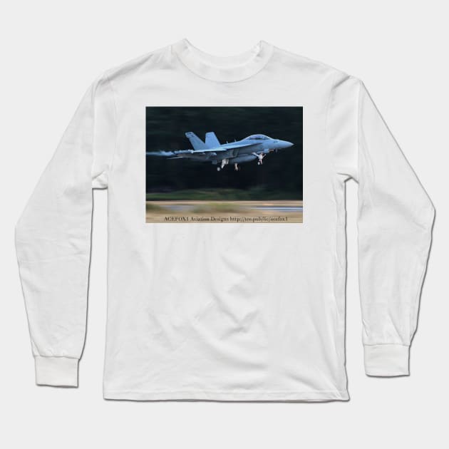 EA-18G Growler Super Hornet FCLP 11 Long Sleeve T-Shirt by acefox1